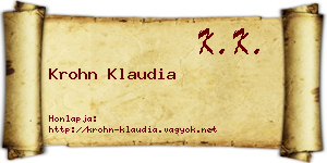 Krohn Klaudia névjegykártya
